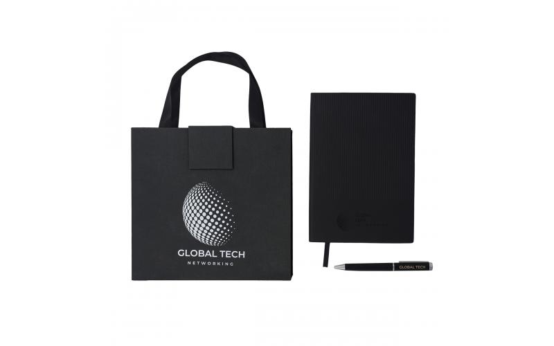 Zestaw upominkowy notes z długopisem Lovini, czarny