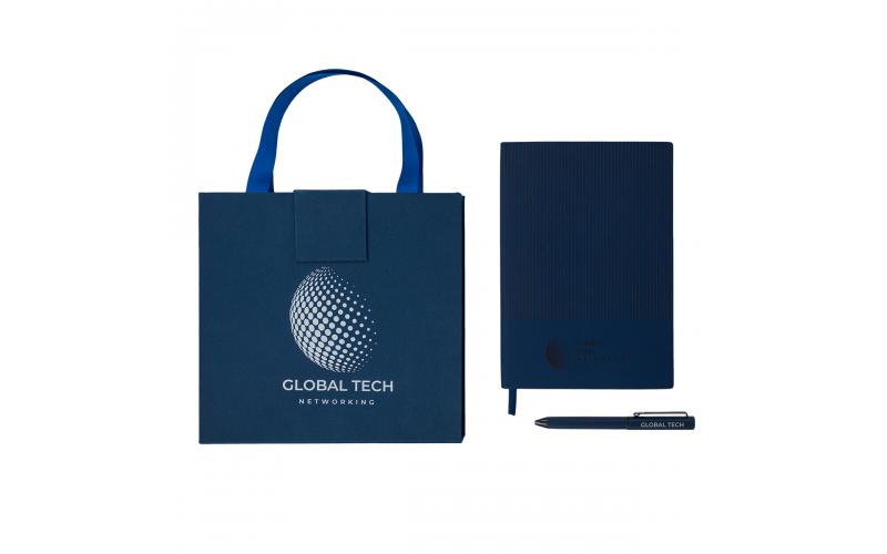 Zestaw upominkowy notes z długopisem Lovina, granatowy