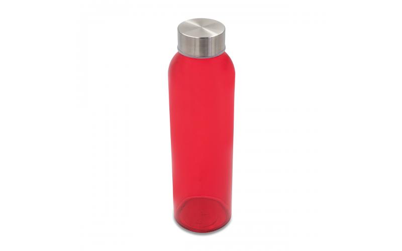 Kolorowa, szklana butelka Aqua Kuba 500 ml, czerwony