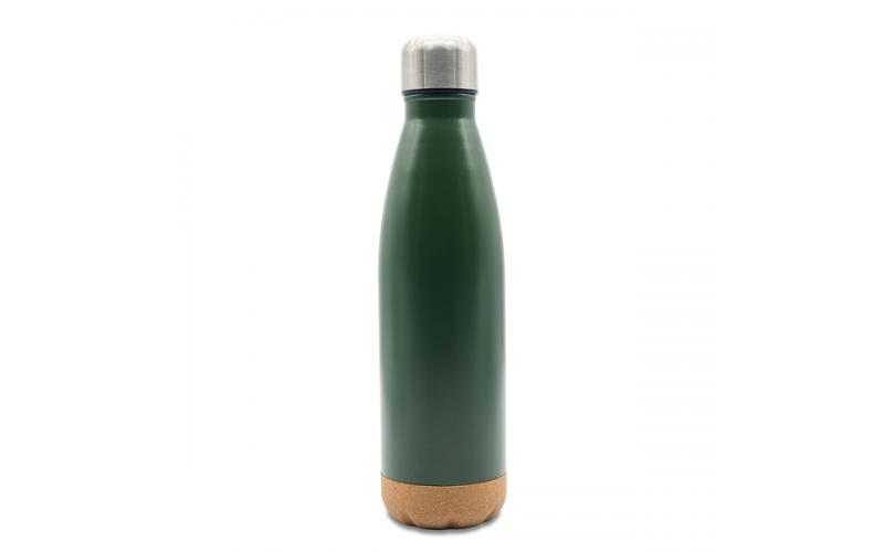 Butelka termiczna z korkowym spodem Jowi 500 ml, ciemny zielony