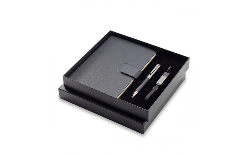 Zestaw upominkowy z kablem USB 2w1 Davos, czarny