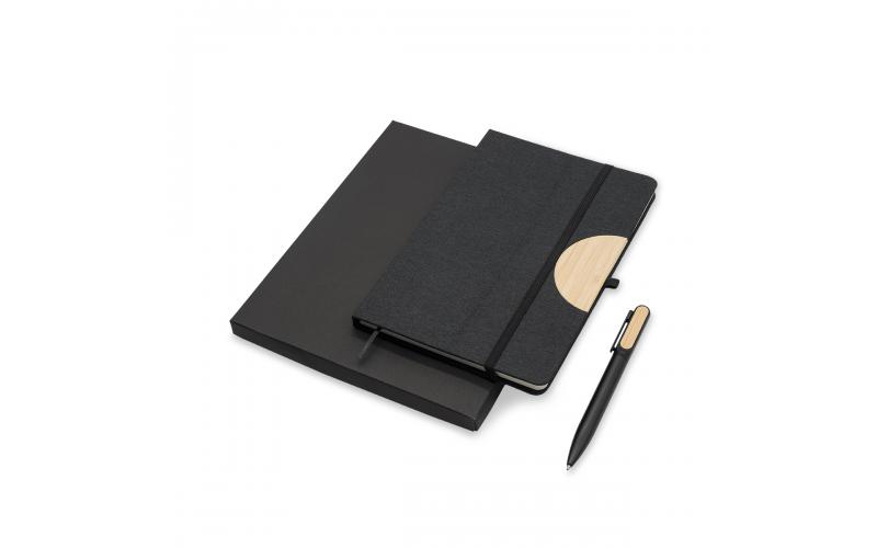 Zestaw notes z długopisem Fold, czarny