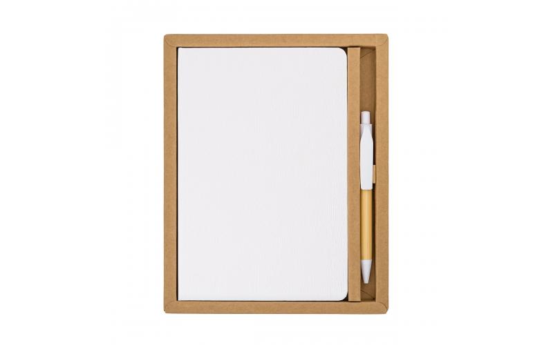 Zestaw upominkowy notes z długopisem Forest, biały