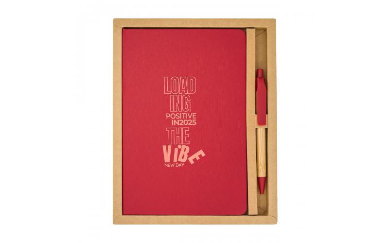 Zestaw upominkowy notes z długopisem Forest, czerwony