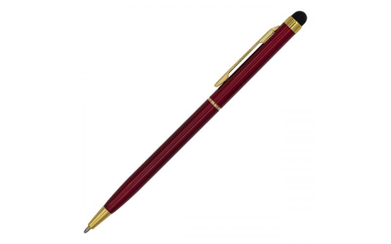Długopis aluminiowy Touch Tip Gold, bordowy