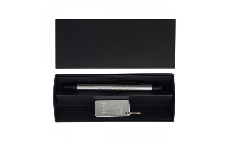 Zestaw upominkowy długopis i brelok Couple, srebrny