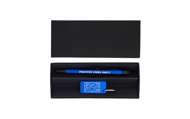 Zestaw upominkowy długopis i brelok Couple, niebieski