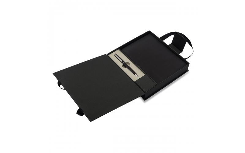 Zestaw upominkowy notes z długopisem Lovini, czarny