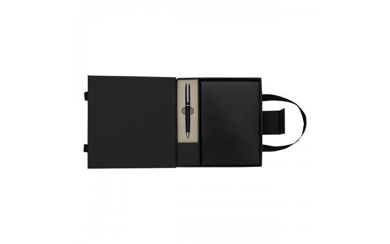 Zestaw upominkowy notes z długopisem Lovini, czarny