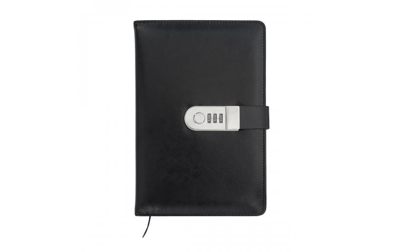 Zestaw notes z szyfrem i długopis Windsor, czarny