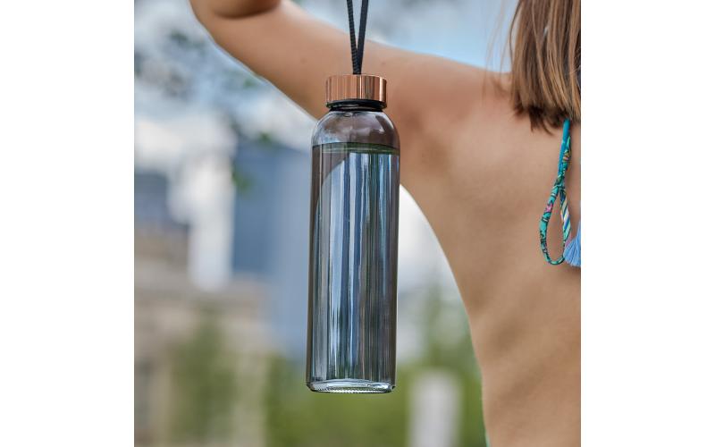 Szklana butelka Lux 500 ml, złoty