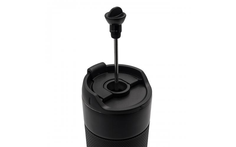 Kubek termiczny z french press Aspet 450 ml, czarny