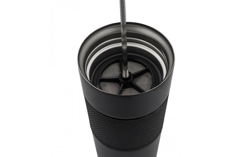 Kubek termiczny z french press Aspet 450 ml, czarny