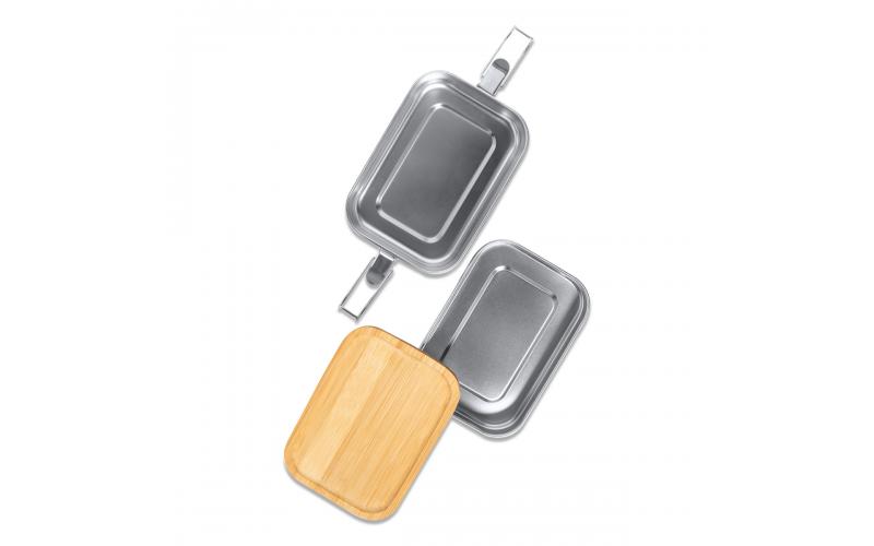 Double lunch box Alcora 1100 ml, srebrny