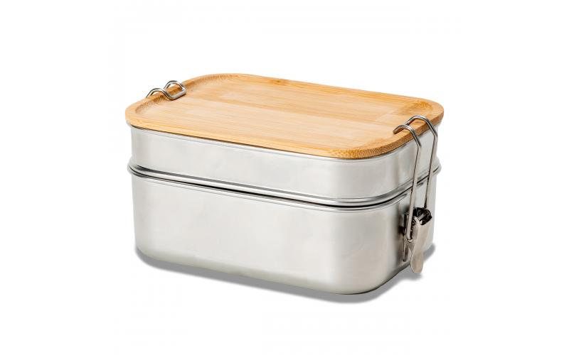 Double lunch box Alcora 1100 ml, srebrny