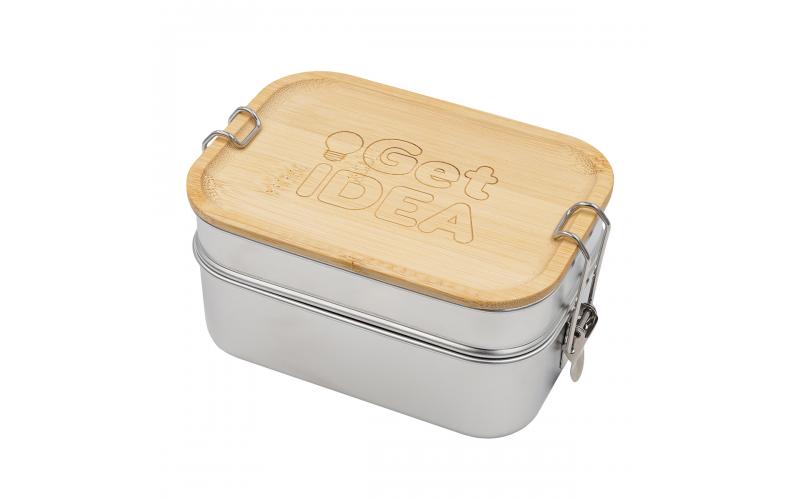 Double lunch box Alcora 1100 ml, srebrny