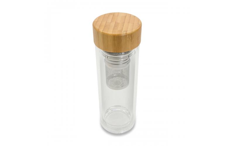 Dwuścienna butelka z zaparzaczem Helen 400 ml, transparentny