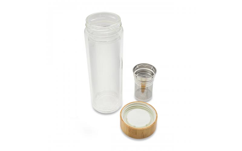 Dwuścienna butelka z zaparzaczem Helen 400 ml, transparentny
