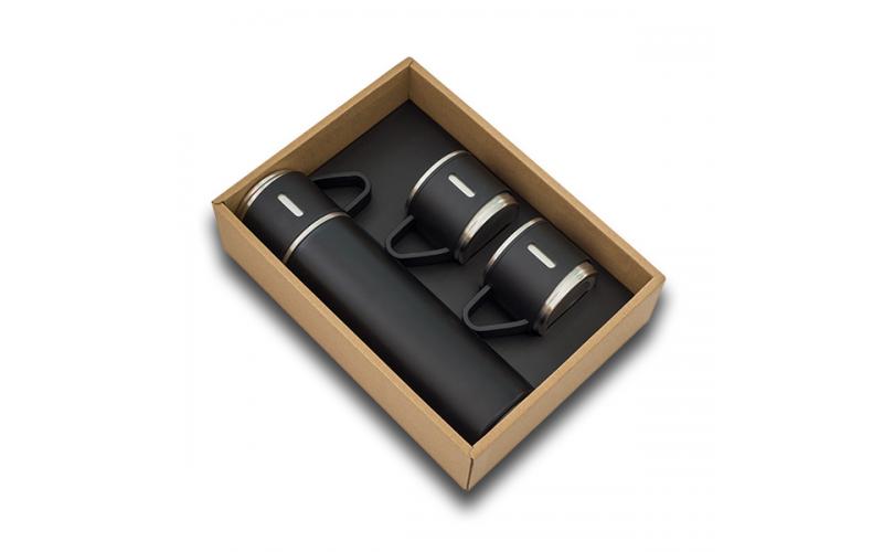 Termos z kubkami Attu 500 ml, czarny