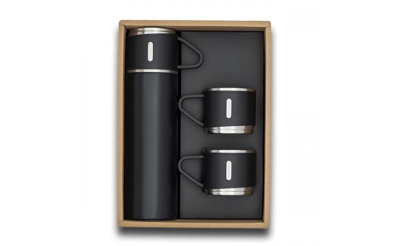 Termos z kubkami Attu 500 ml, czarny