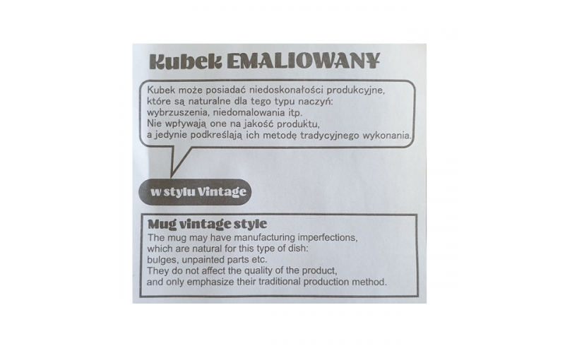 Kubek emaliowany Oldschool 500 ml, czarny