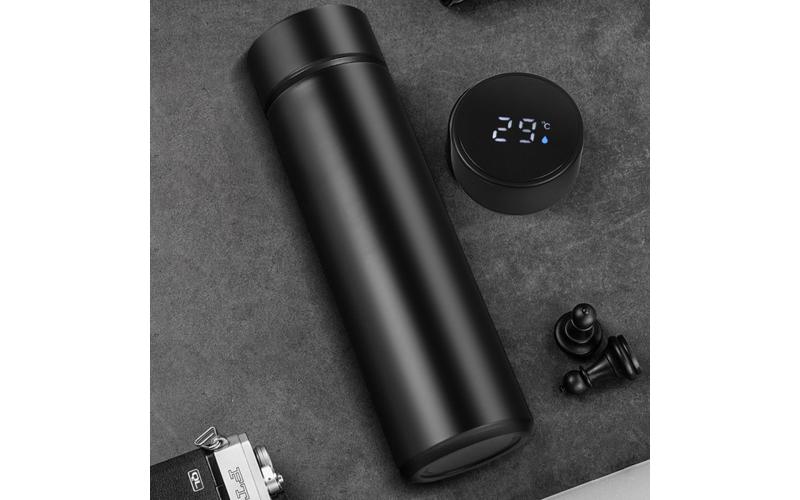 Kubek termiczny z termometrem Falco 420 ml, czarny