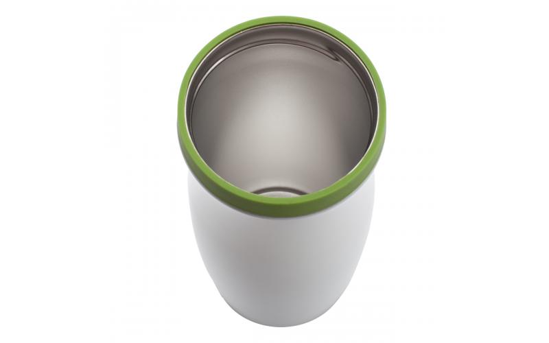 Kubek termiczny Viki 390 ml, zielony/biały