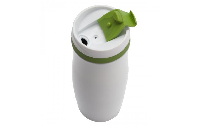 Kubek termiczny Viki 390 ml, zielony/biały