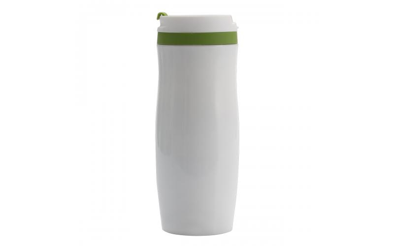 Kubek termiczny Viki 390 ml, zielony/biały
