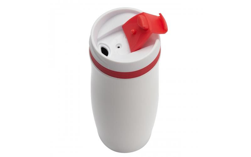 Kubek termiczny Viki 390 ml, czerwony/biały