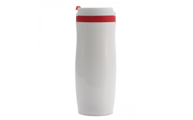 Kubek termiczny Viki 390 ml, czerwony/biały