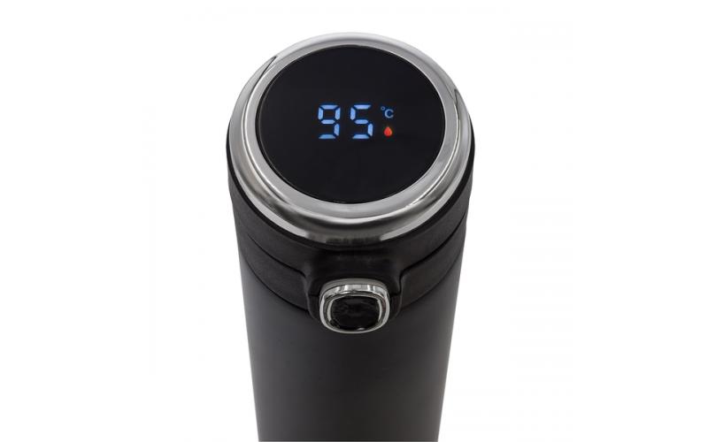 Kubek próżniowy z termometrem Bounce 420ml, czarny