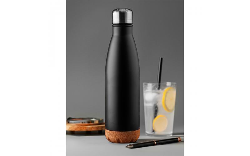 Butelka termiczna z korkowym spodem , czarny