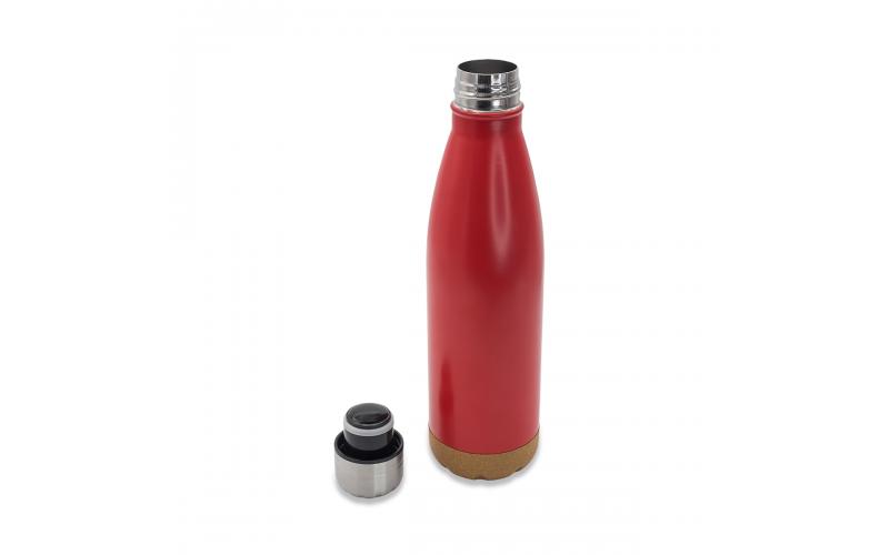 Butelka termiczna z korkowym spodem Jowi 500 ml, czerwony