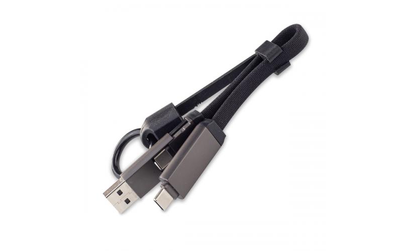 Zestaw upominkowy z kablem USB 2w1 Davos, czarny