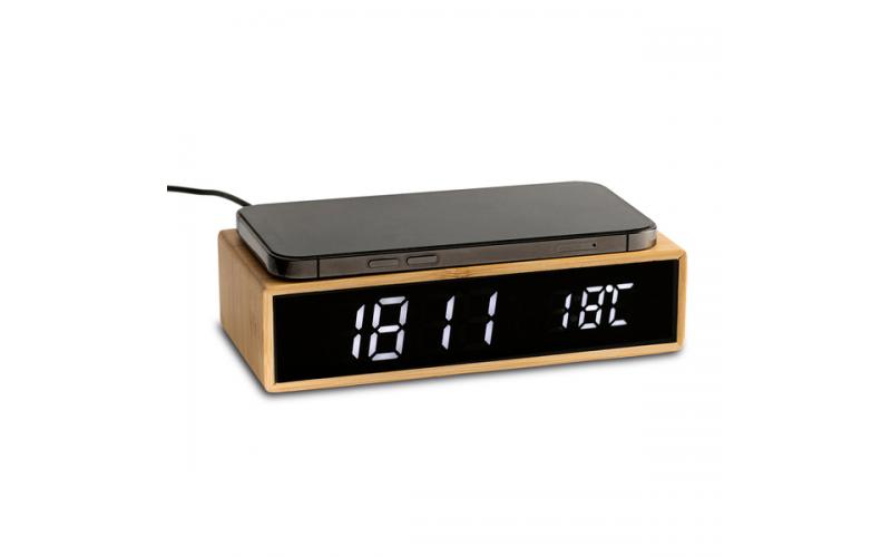 Ładowarka indukcyjna z zegarem i termometrem Conti, brązowy