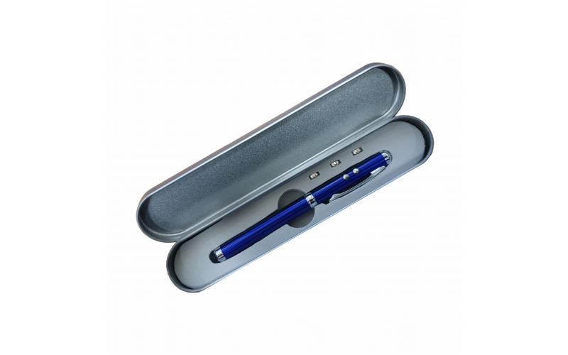 Długopis ze wskaźnikiem laserowym Supreme – 4 w 1, niebieski