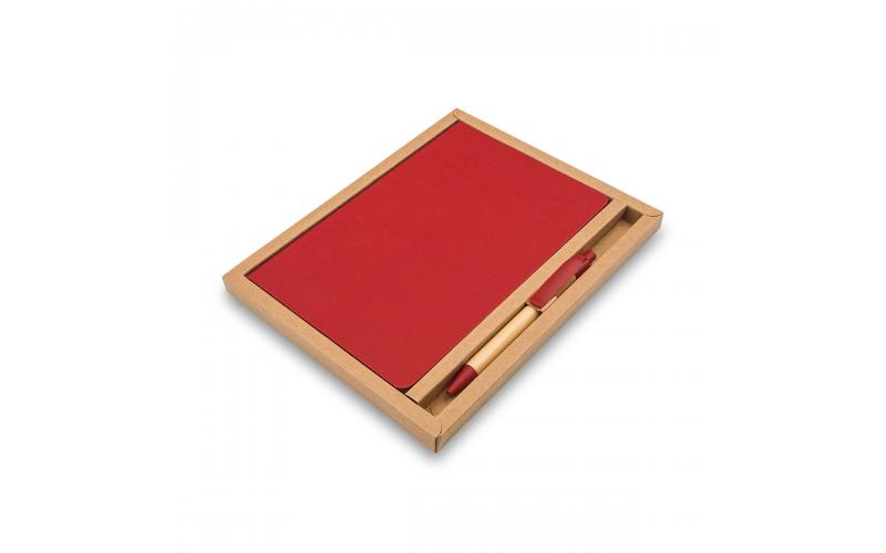 Zestaw upominkowy notes z długopisem Forest, czerwony