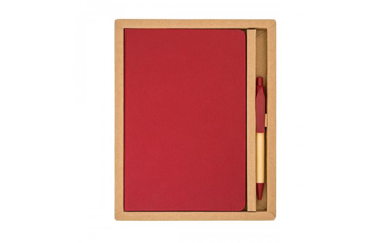 Zestaw upominkowy notes z długopisem Forest, czerwony