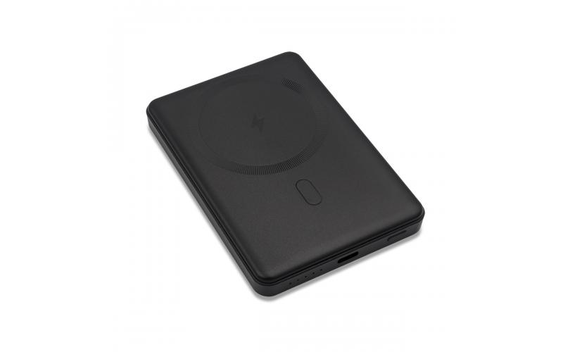 Magnetyczny bezprzewodowy power bank 5000 mAh Yuki, czarny