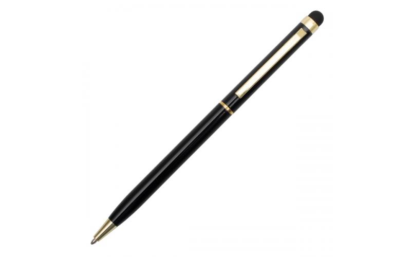 Długopis aluminiowy Touch Tip Gold, czarny