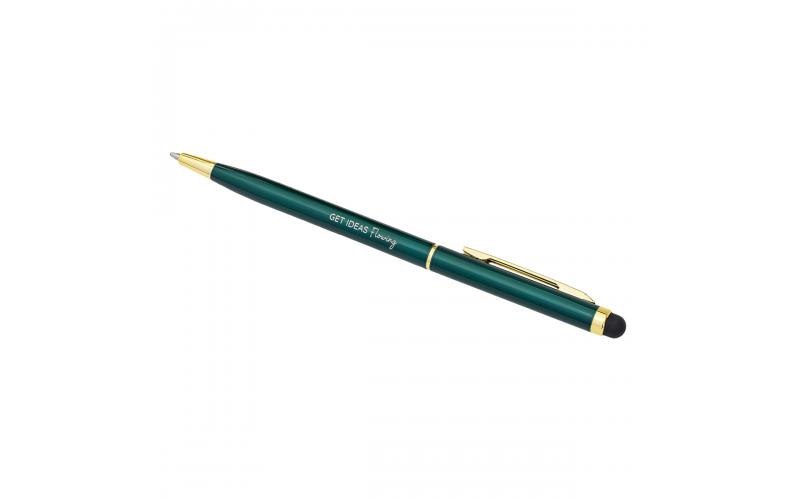 Długopis aluminiowy Touch Tip Gold, ciemny zielony