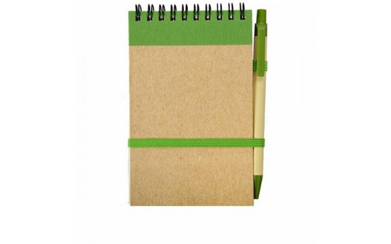 Notes Kraft z długopisem, zielony/beżowy