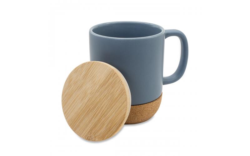 Kubek ceramiczny z bambusową przykrywką Giulia, szary
