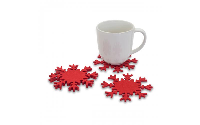 Podkładki filcowe Snowflake, czerwony