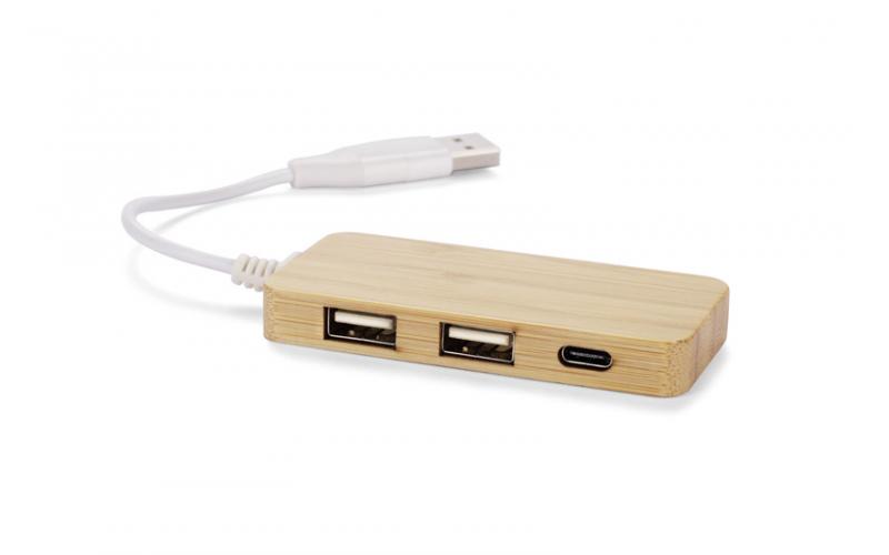 Rozdzielacz bambusowy HUB USB z wymienną wtyczką - RIVO