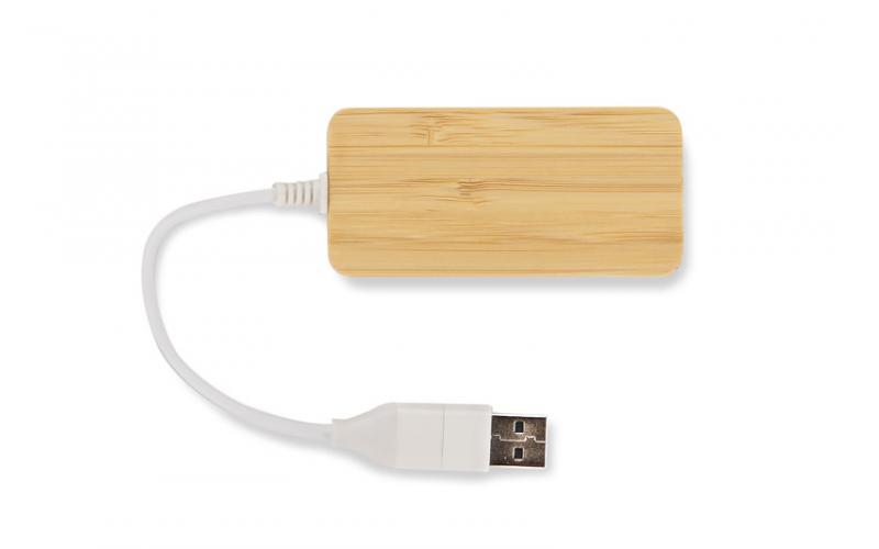Rozdzielacz bambusowy HUB USB z wymienną wtyczką - RIVO