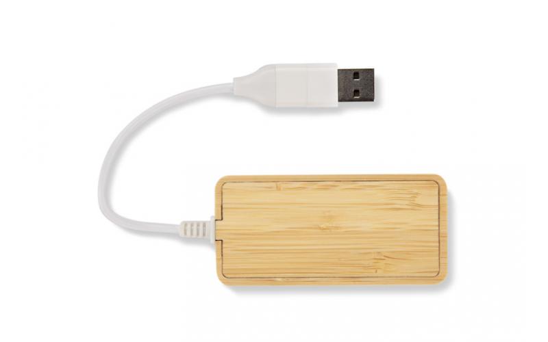 Rozdzielacz bambusowy HUB USB z wymienną wtyczką - RIVO