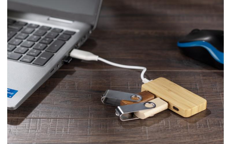 Rozdzielacz bambusowy HUB USB z wymienną wtyczką - RIVO