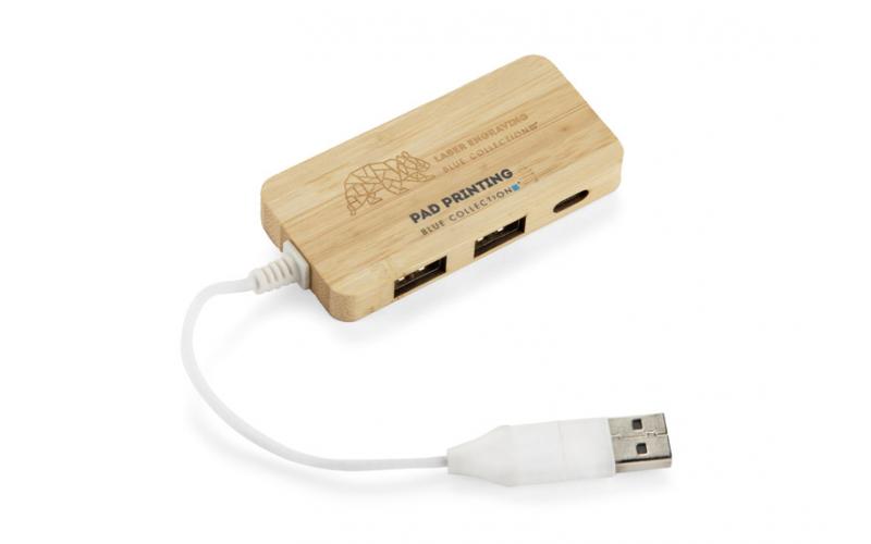 Rozdzielacz bambusowy HUB USB z wymienną wtyczką - RIVO